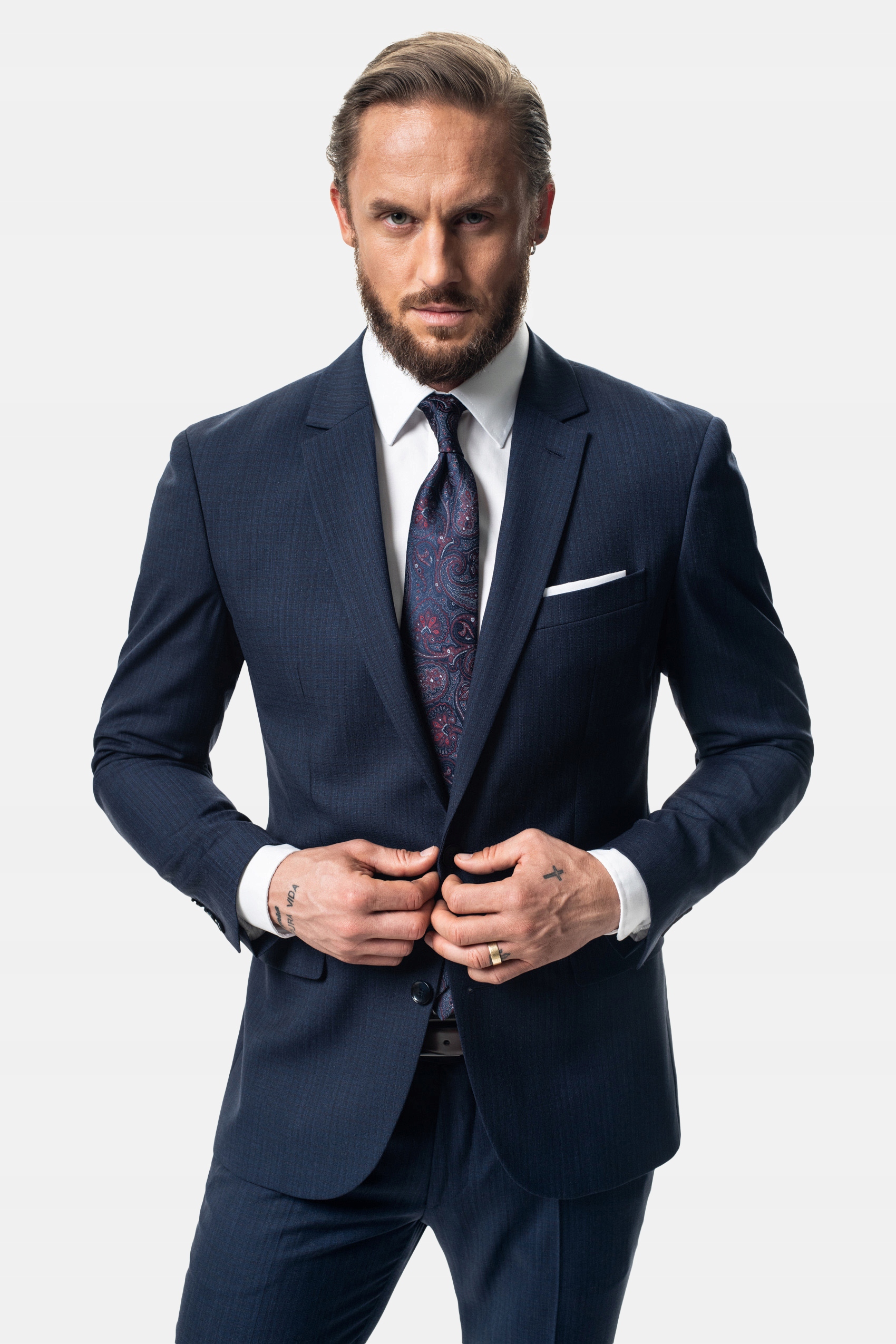 Marynarka Męska Selina Granatowa Slim Fit 182 100