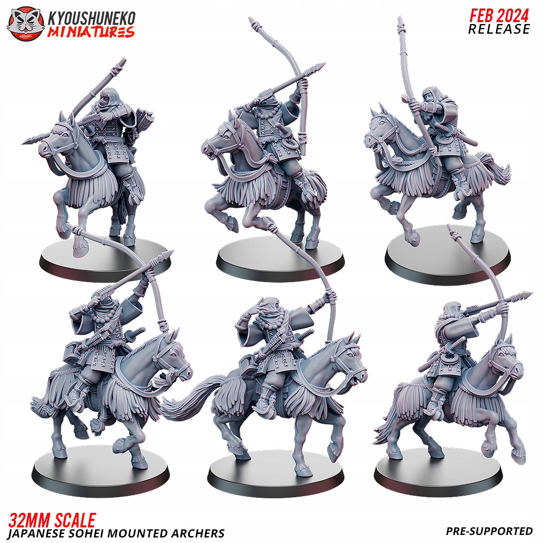 Japanese Mounted Sohei Archers x3 Kyoushuneko Mini