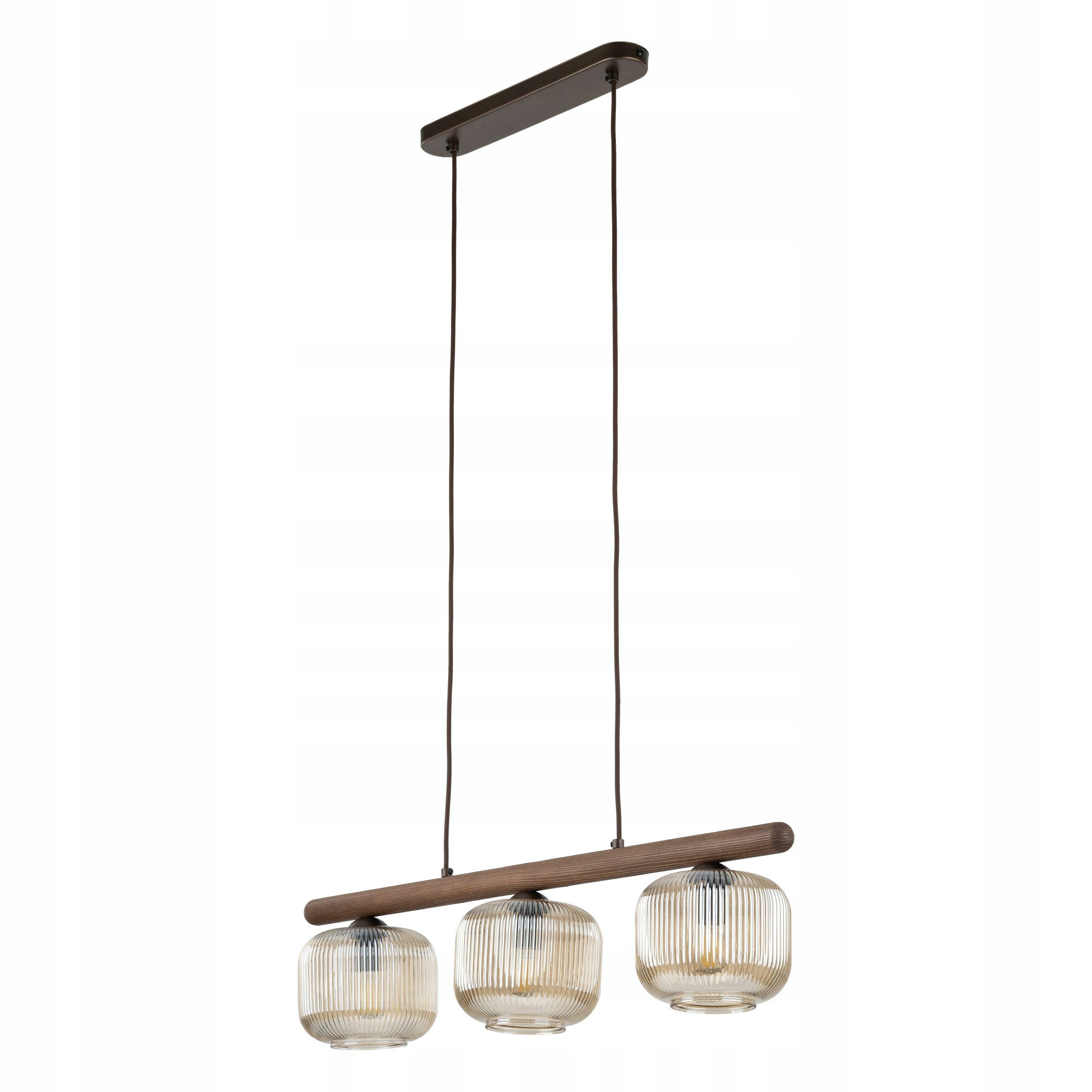 Závesná lampa Salvia hnedá 3xE14 Drevená Klasická Osvetlenie Obývacej Izby