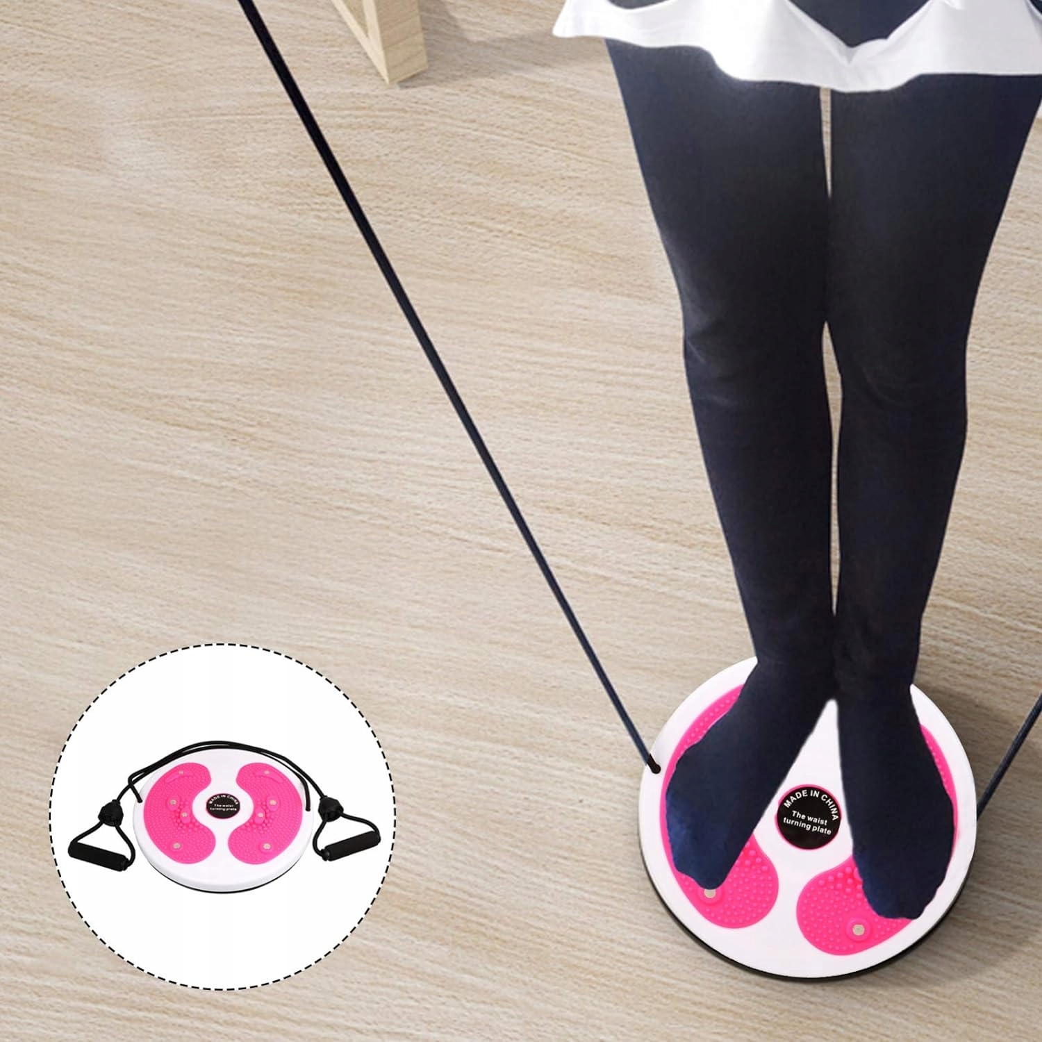 Twister Obrotowy Z Magnesem, Płytką Z Otworem Do Masażu,Sznurkiem28cm*3,5cm Maksymalna waga użytkownika 150 kg