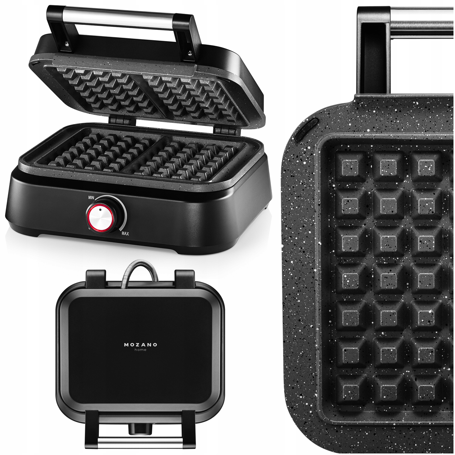 Opiekacz Gofrownica 2 Duże Chrupiące XXL Gofry Moc Marmurowa Powłoka