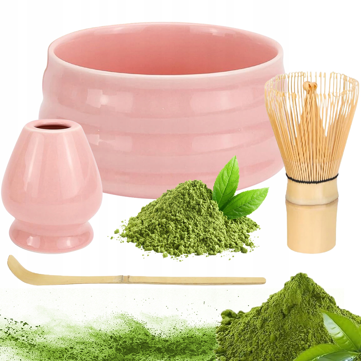 Levně Tradiční Dárková Sada Matcha Chasen Chashaku Matchawan Keramika 4EL