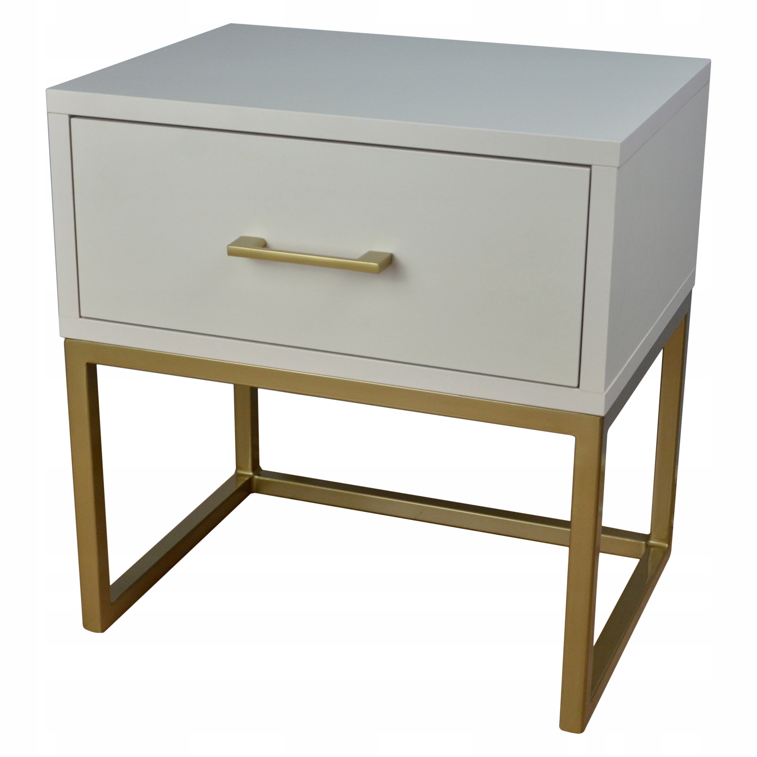 Szafka nocna jasny beż beżowa loft stolik nocny do sypialni dodatek złoty