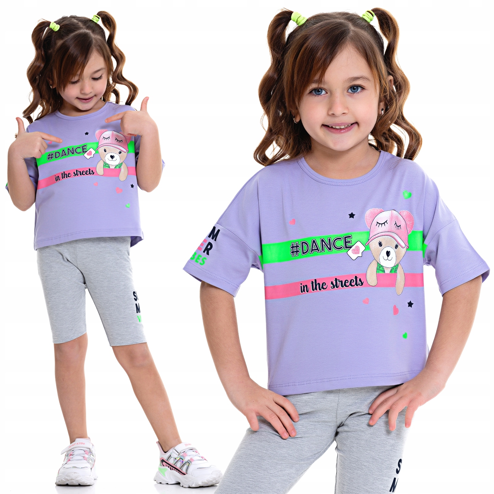 

Komplet T-shirt Top Getry Krótkie Miś Bawełna 140
