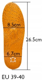 WKŁADKI DO BUTÓW PŁASKOSTOPIE KOŚLAWOŚĆ SUPINUJĄCE ORTOPEDYCZNE SKÓRZANE Model wkladki ze skóry 39-40