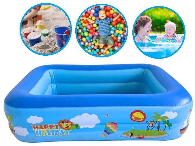 BASEN OGRODOWY DMUCHANY DLA DZIECI PROSTOKĄTNY MIĘKKIE DNO PROSTOKĄTNY DUŻY Szerokość produktu 90 cm