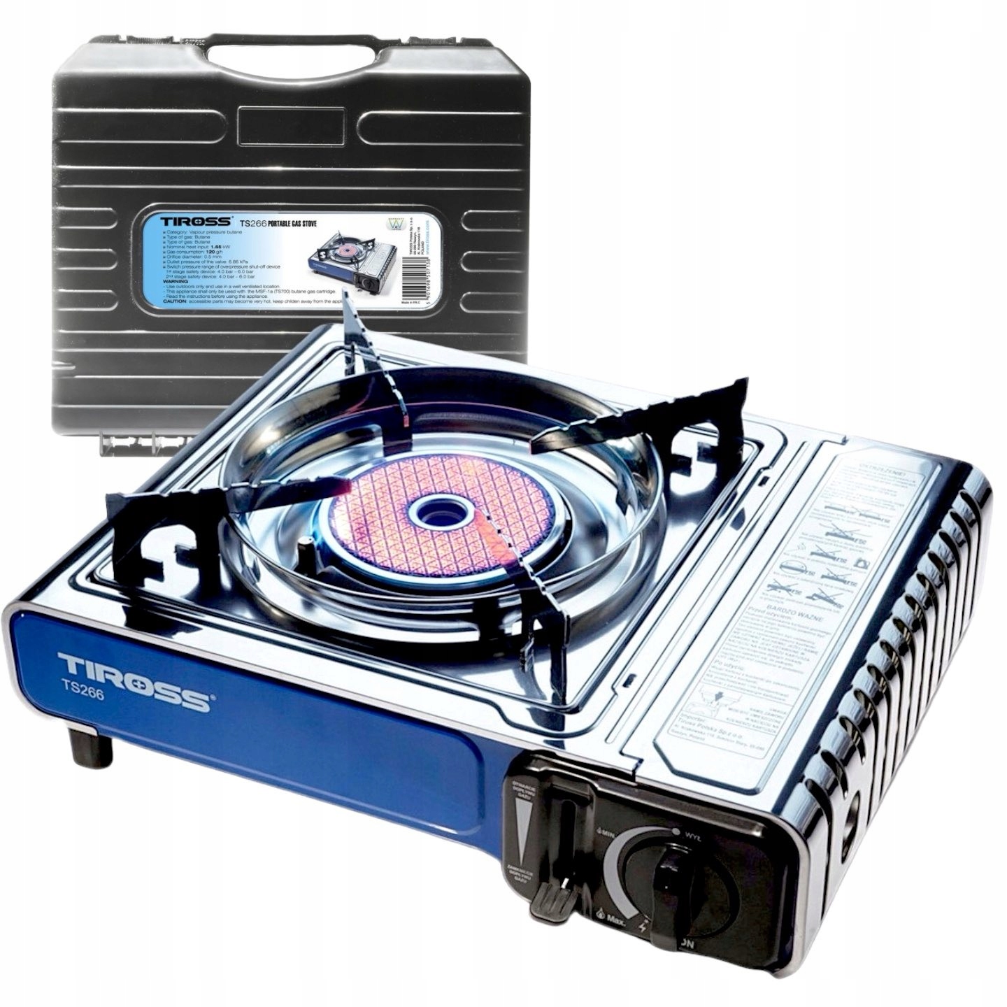 KUCHENKA GAZOWA TURYSTYCZNA CERAMICZNA TIROSS TS-266 PRZENOŚNA
