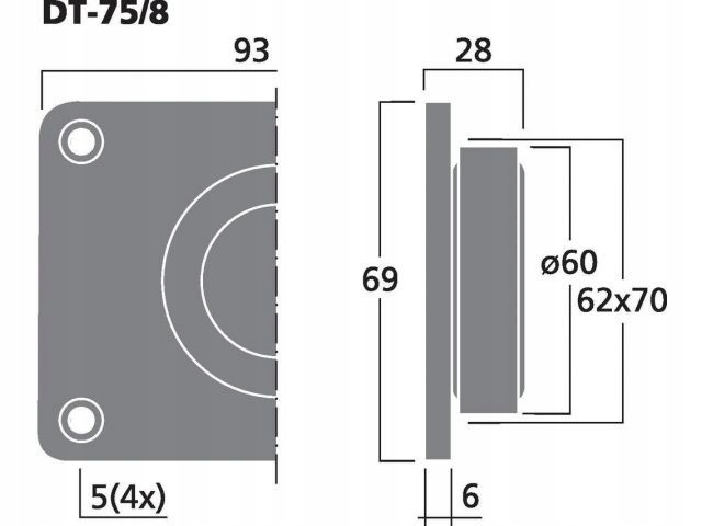 MONACOR DT-75/8 Głośnik wysokotonowy 50W 8ohm Model DT-75/8