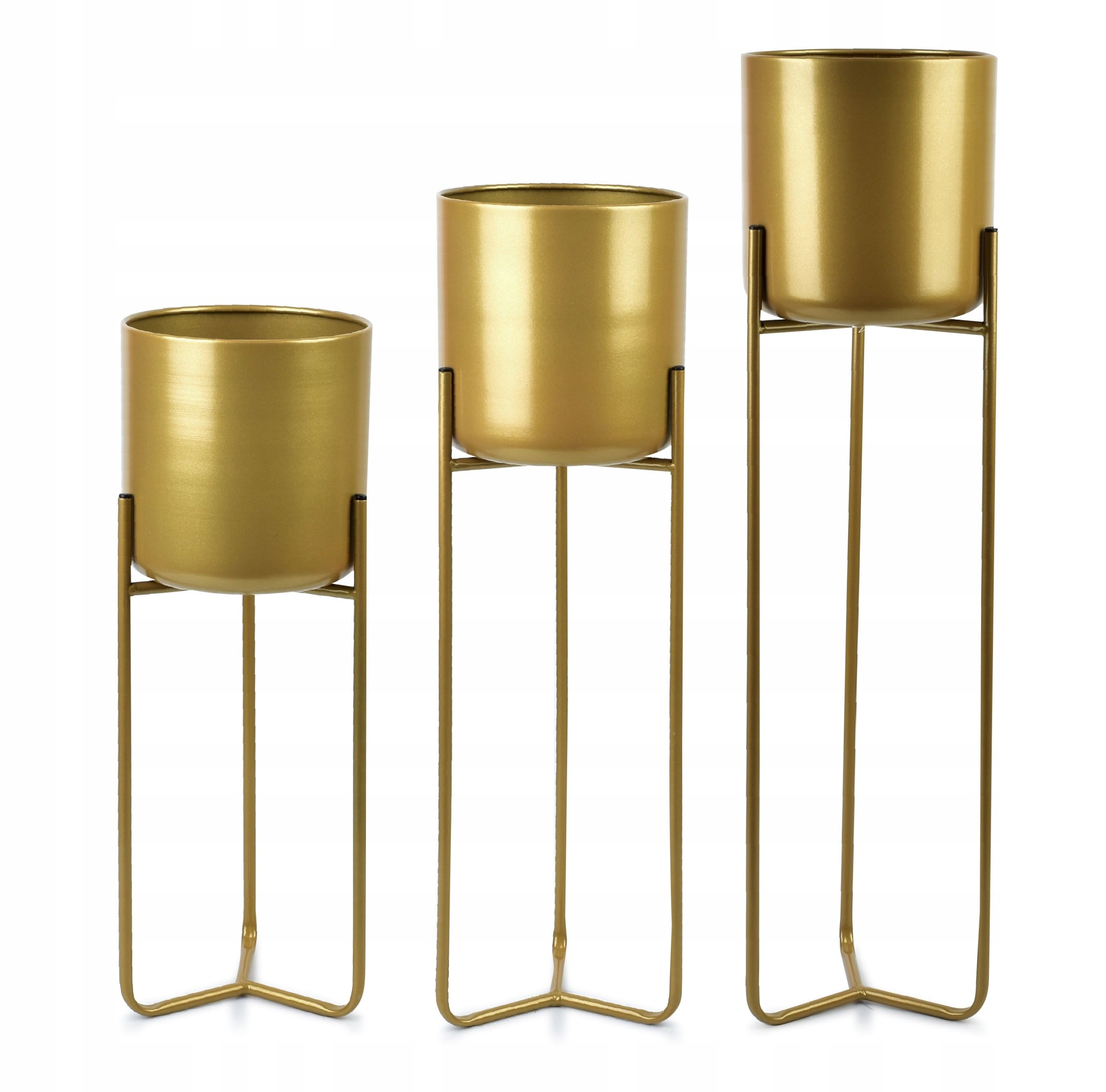 Sada 3 krytov, kvetináčov na stojane Swen Gold