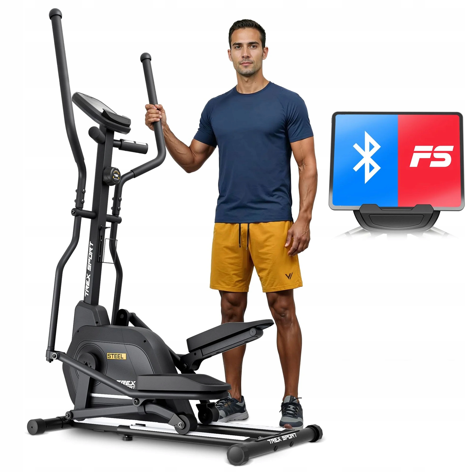 Trenażer eliptyczny magnetyczny orbi-trek 125kg Bluetooth Steel Trex Sport