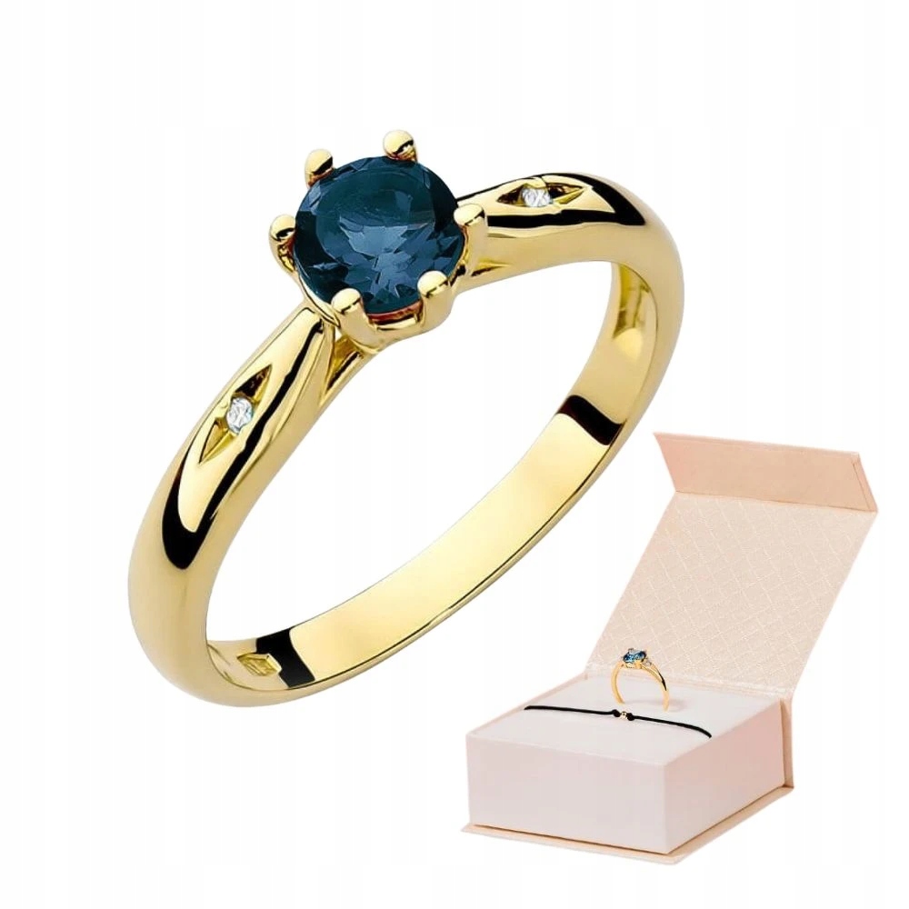 Zlatý Prstýnek Se Safírem 0,50 ct A Diamanty 585 Zlatý Náramek