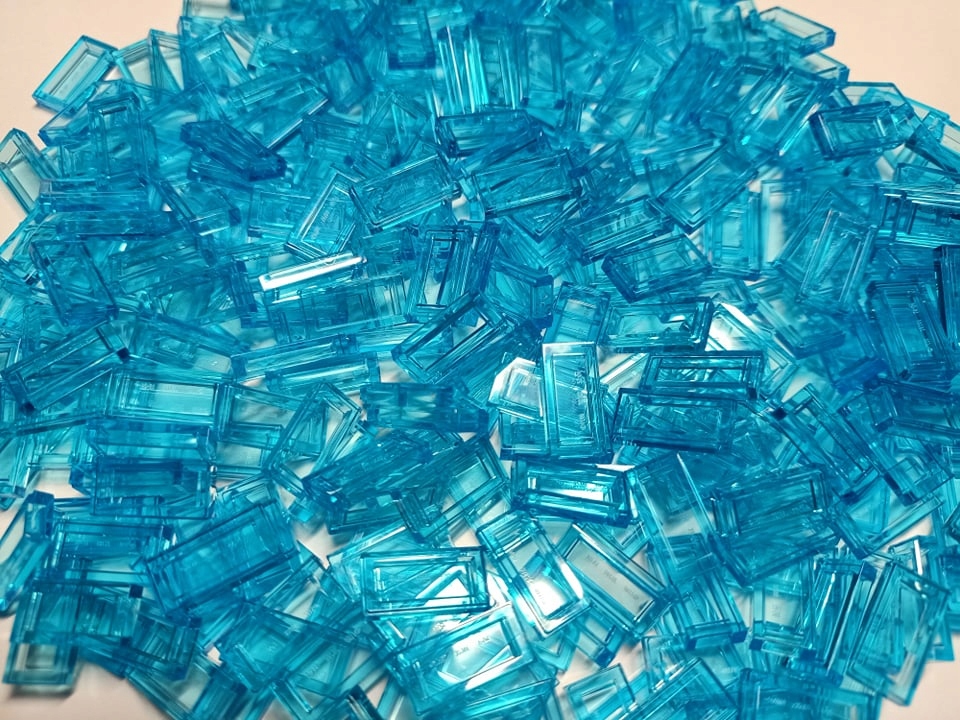 

Lego Woda Płytka Tile 1x2 Tr.LightBlue 3069b x100