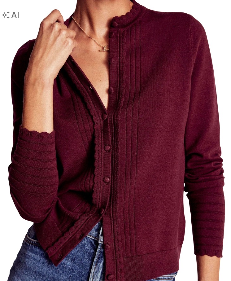 Kardigan z bavlny Boden Purple Angela Scallop M