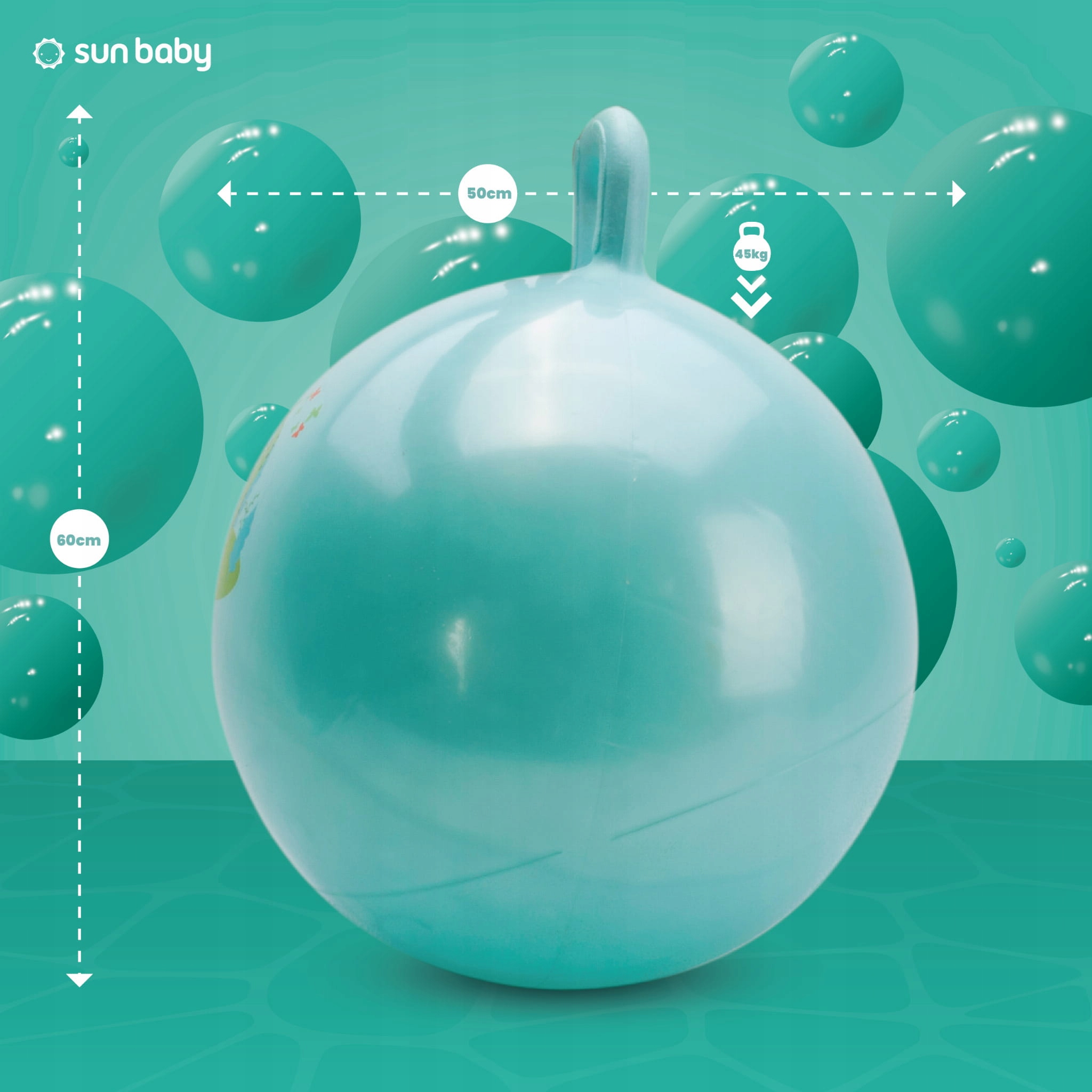 Duża Piłka do skakania Skoczek dla dzieci z pompką niebieski Marka Sun Baby