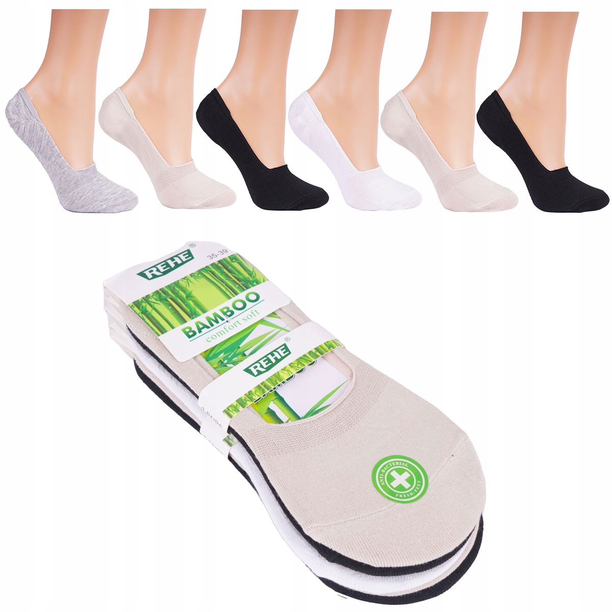 

Stopki Damskie niskie Bambusowe z silikonem 38-42
