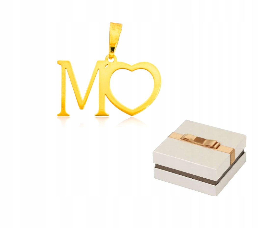 Zlato 585 Zlaté písmenko M Srdce přívěsek přívěsek 14 karátů ZZ77