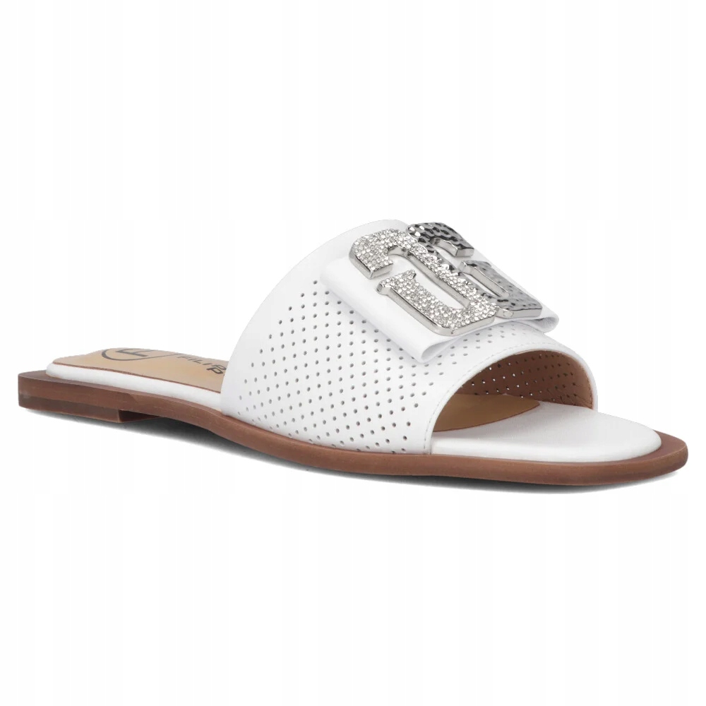 Filippo DK6985/25 Wh nazouváky letní žabky, bílé s ozdobou, vel. 38