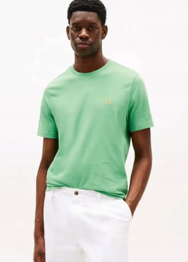 Tričko Tommy Hilfiger Contrast Th Monogram, barva zelená, velikost S