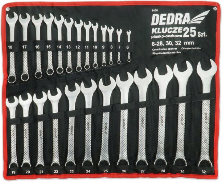 Očkoploché kľúče 25ks Dedra 6-28, 30, 32 mm