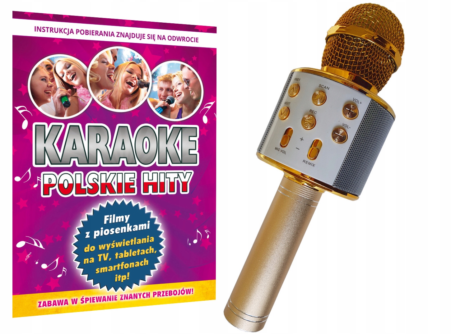 MIKROFON BT + Karaoke MP4 przeboje 2024