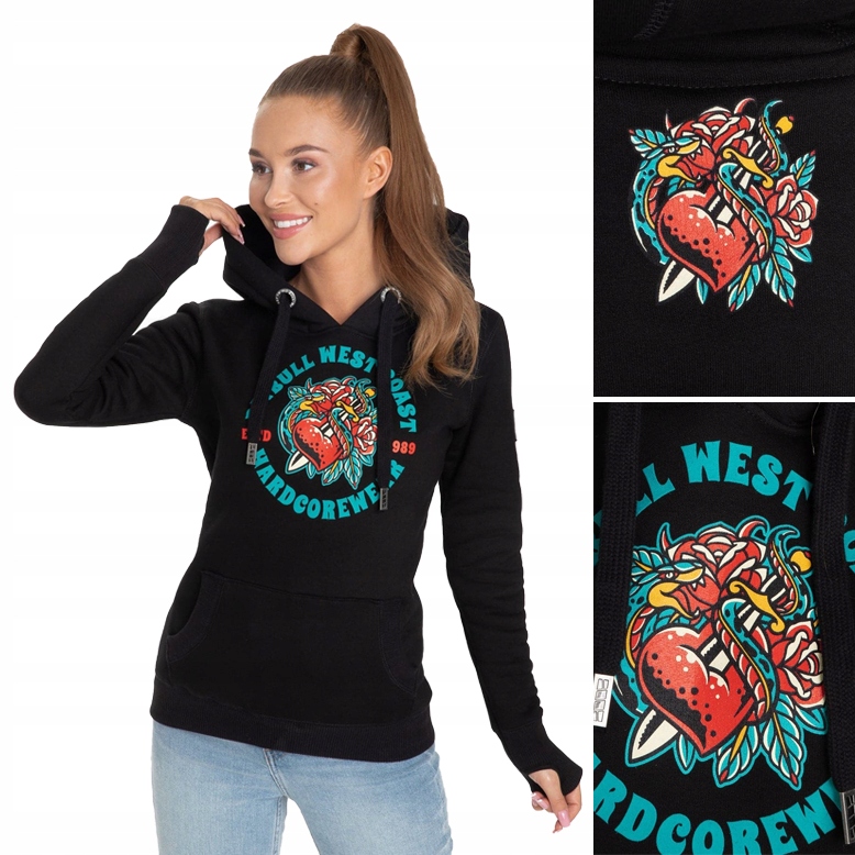 

Pitbull Bluza damska z kaptur Broken Heart Czarna