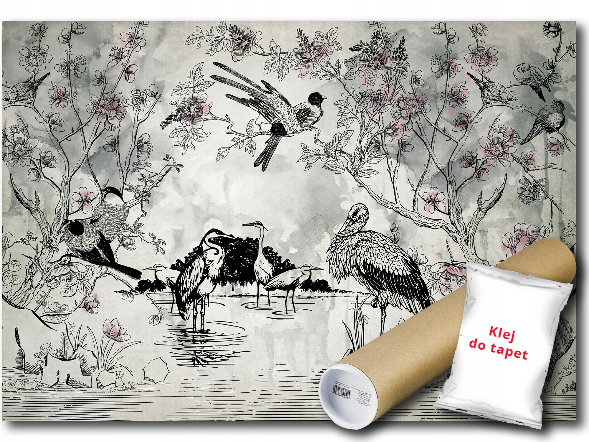 Vinylová Fototapeta Květy Třešní Ptáci 416x254