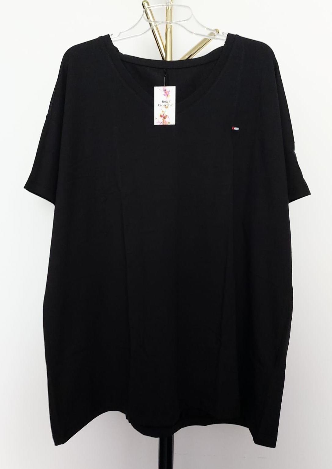 Wawa Premium bluzka Plus size Uni do 48/50 bawełna czarna tommy