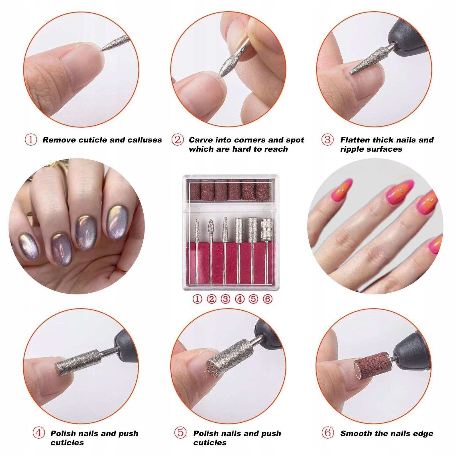 SUNJAS Elektryczna Frezarka Do Paznokci Zestaw 20000 uMin Manicure Pedicure — miniatura 5