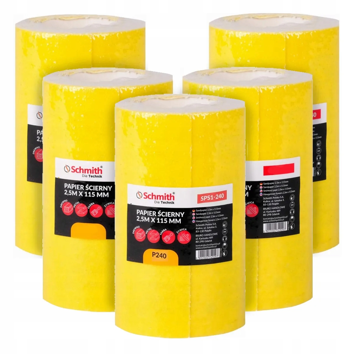 Papier ścierny 2,5m x 115 mm P240 5 szt.