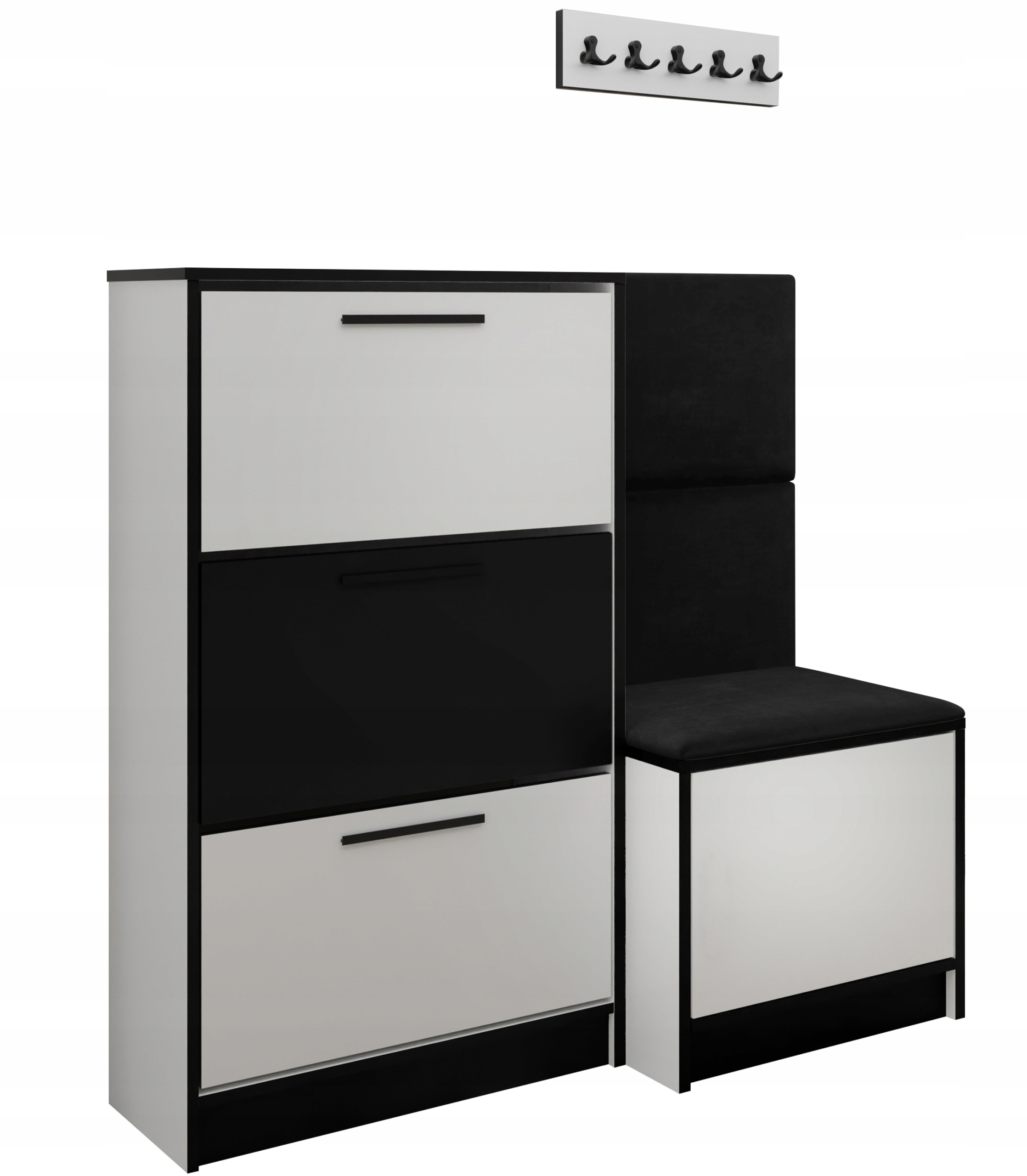 Sada Kubi botník a sedák bílá černá tkanina