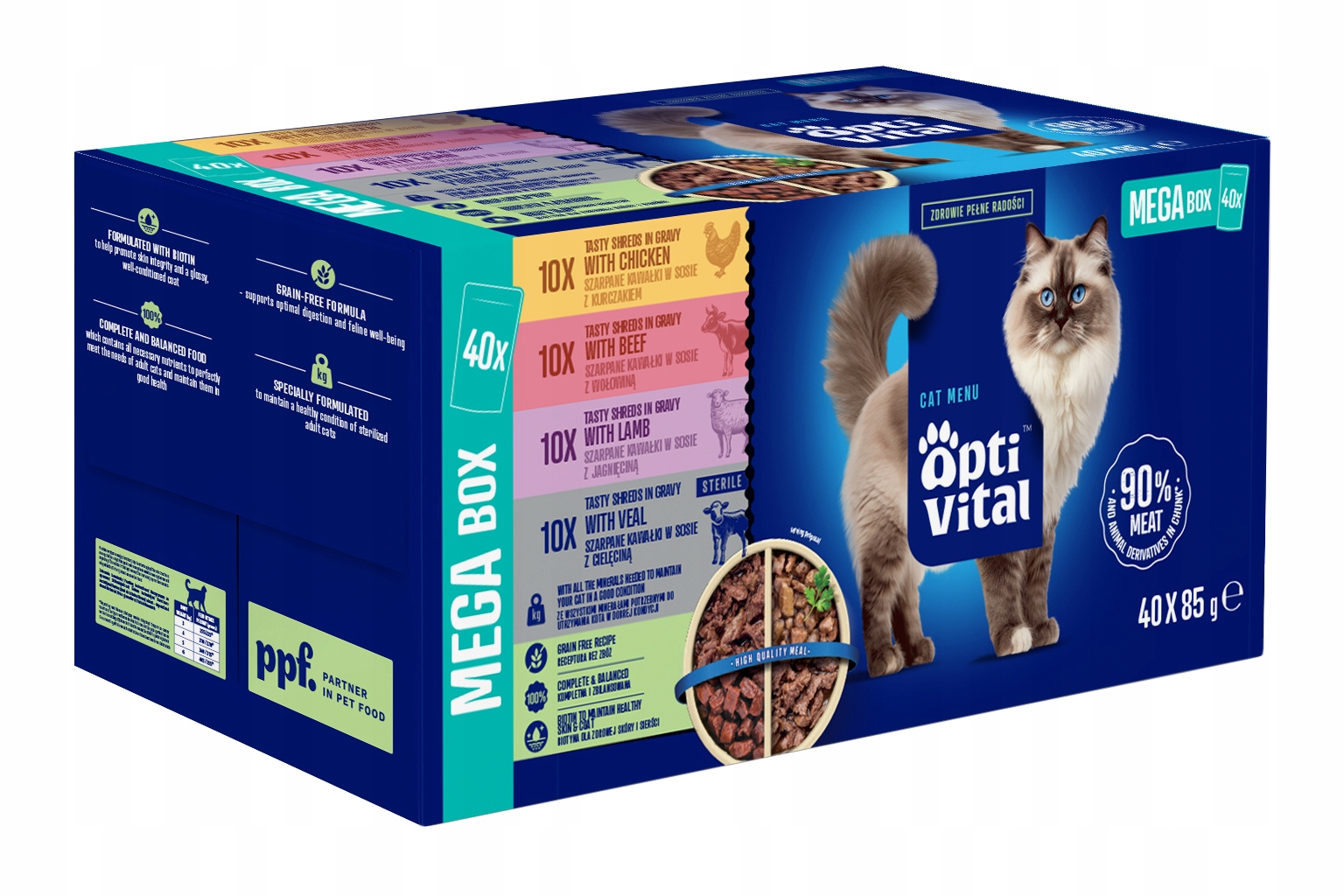 Levně Optivital Box mokré krmivo pro kočky Mix chutí 40×85 g