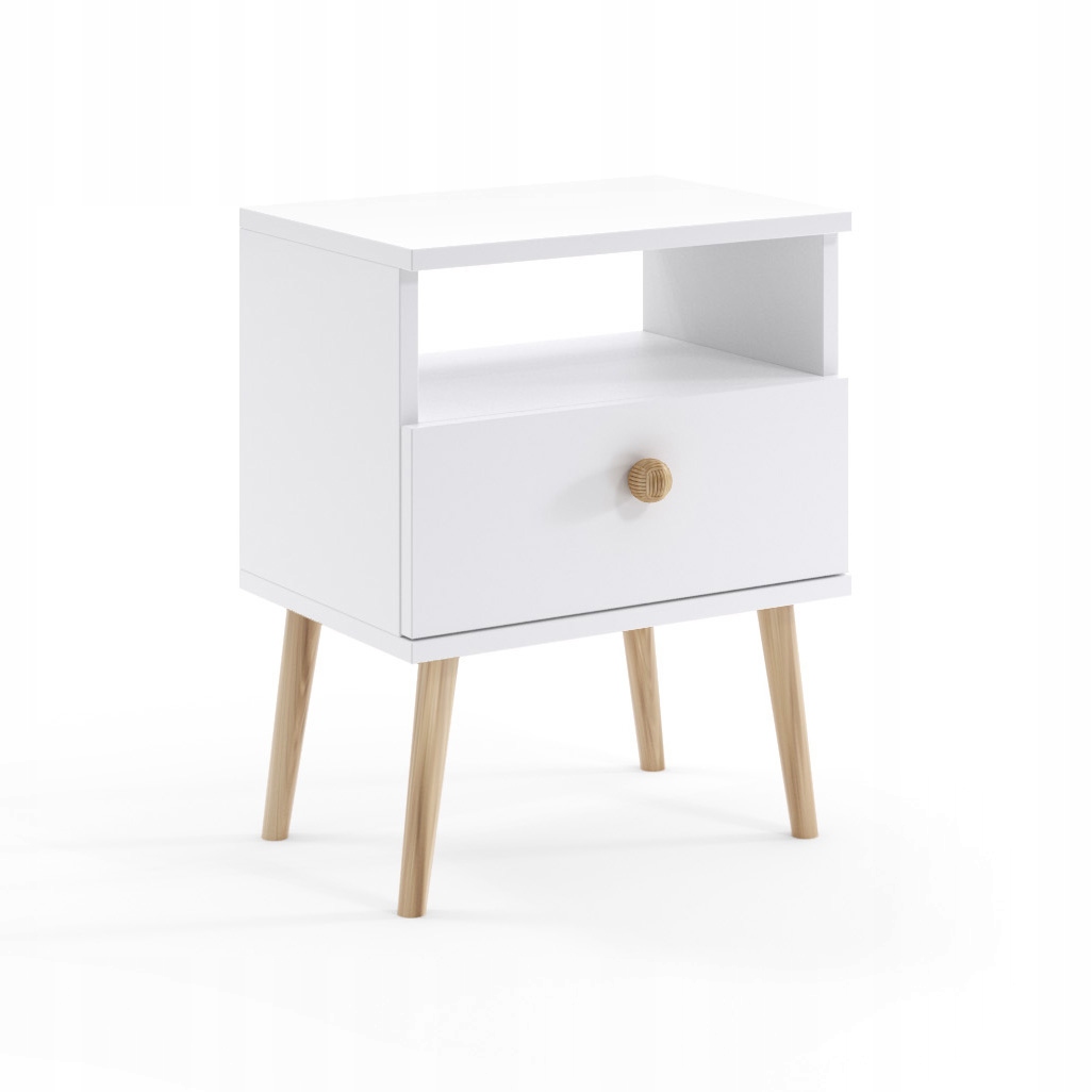 Stolik Nocny BOHO drewniane nogi - Dąb Craft złoty Szerokość mebla 44 cm