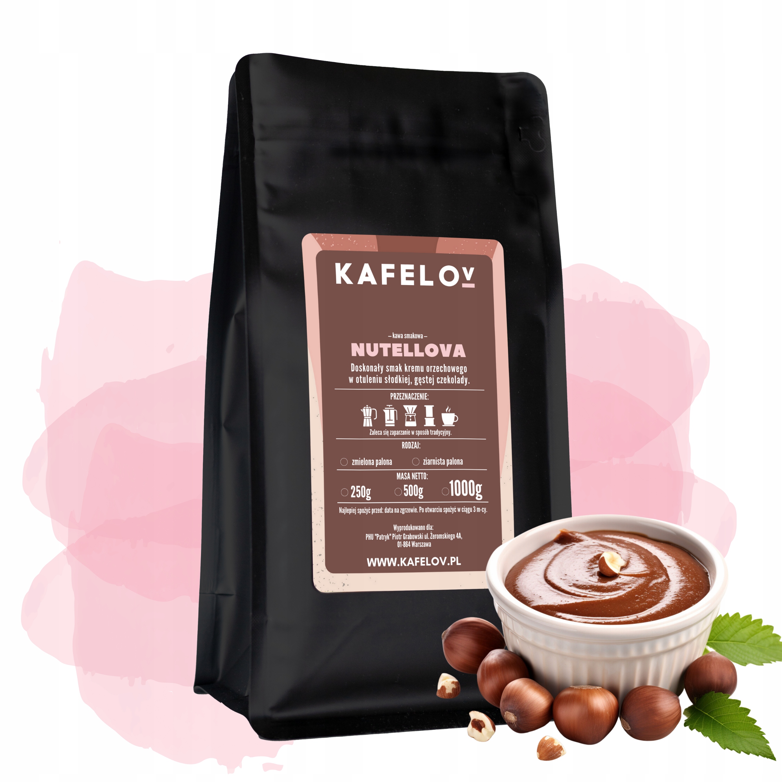 Levně Káva ochucená káva Nutellova arabika čerstvě pražená 1 kg