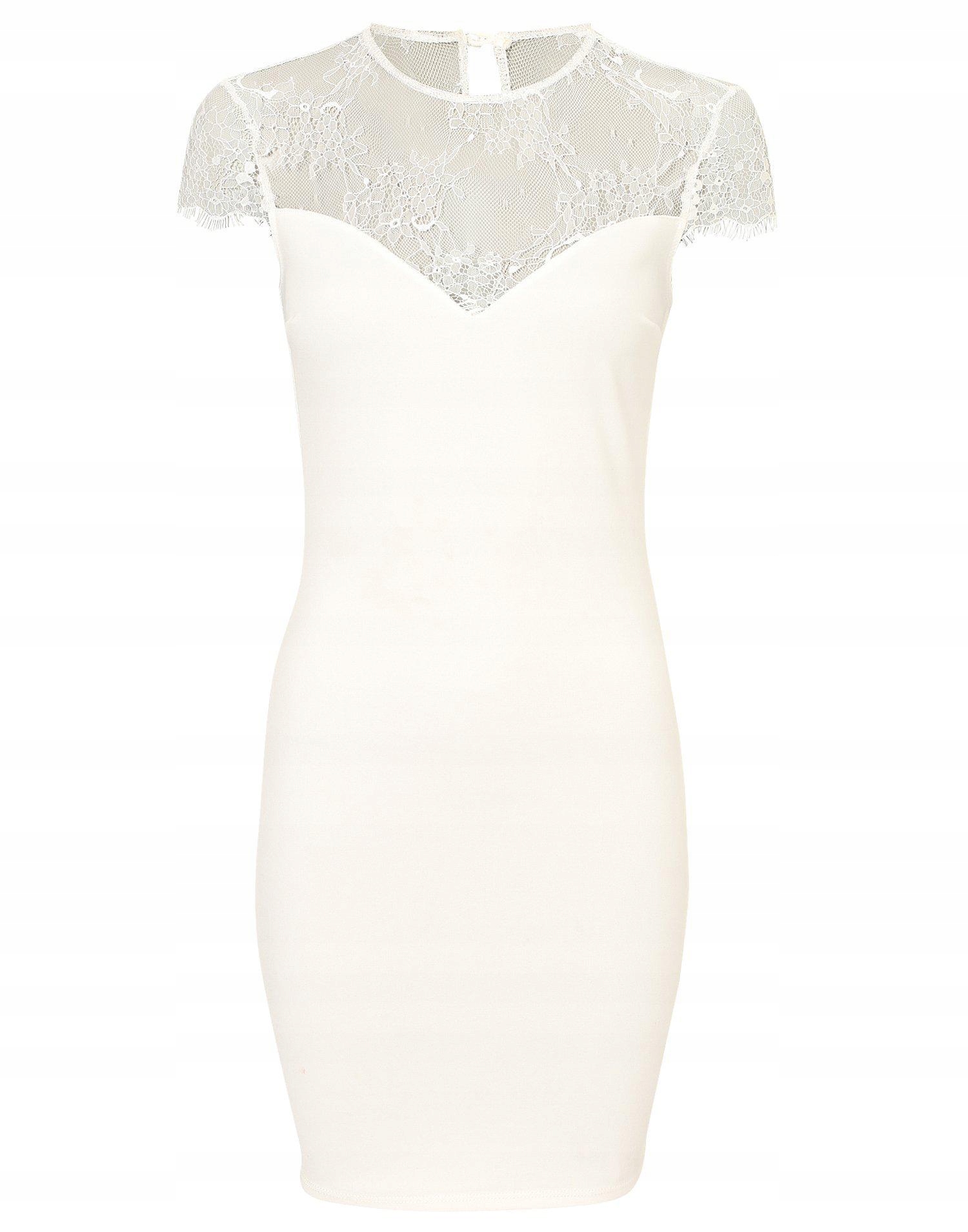 NLY BIAŁA SUKIENKA MINI S Wzór dominujący bez wzoru