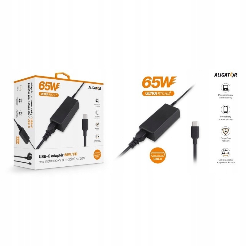 Chytrý Usb-c adaptér Aligator Power Delivery 65W