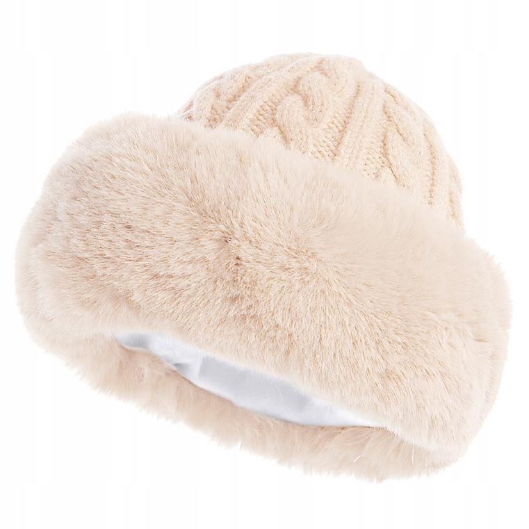 CZAPKA DAMSKA ZIMOWA STYLOWA MODNA ELEGANCKA CIEPŁA , SZTUCZNE FUTERKO Cd12