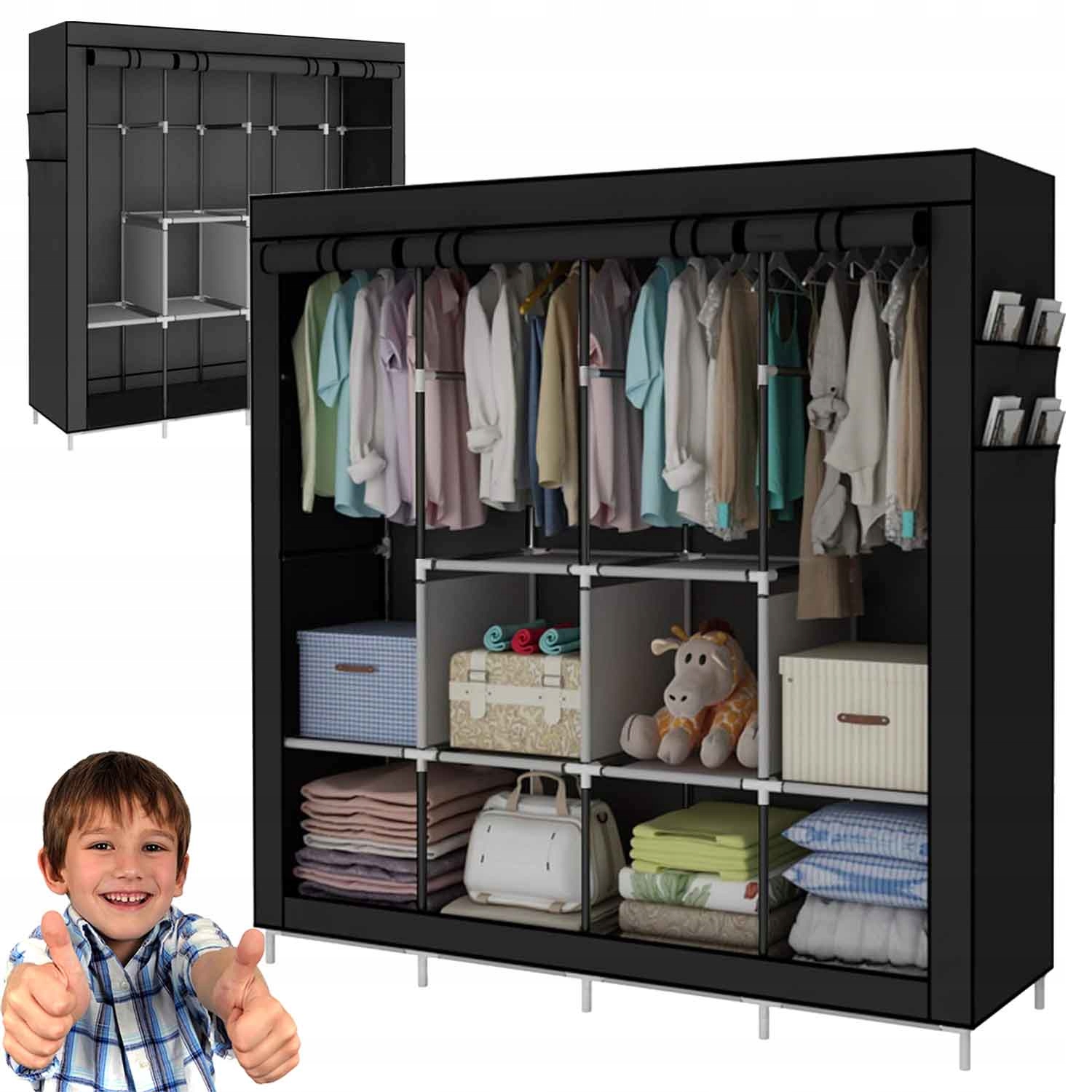 Skříň Textilní Šatník Věšák Na Oblečení Skládací Velký