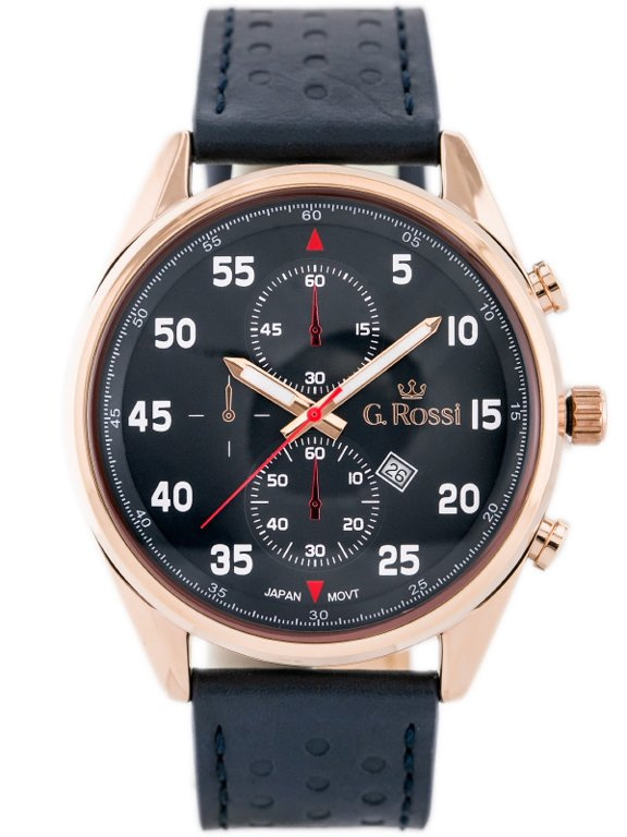 Pánské Hodinky G. Rossi 7116A Kožený Řemínek Datumovka Quartz Pro Kluka