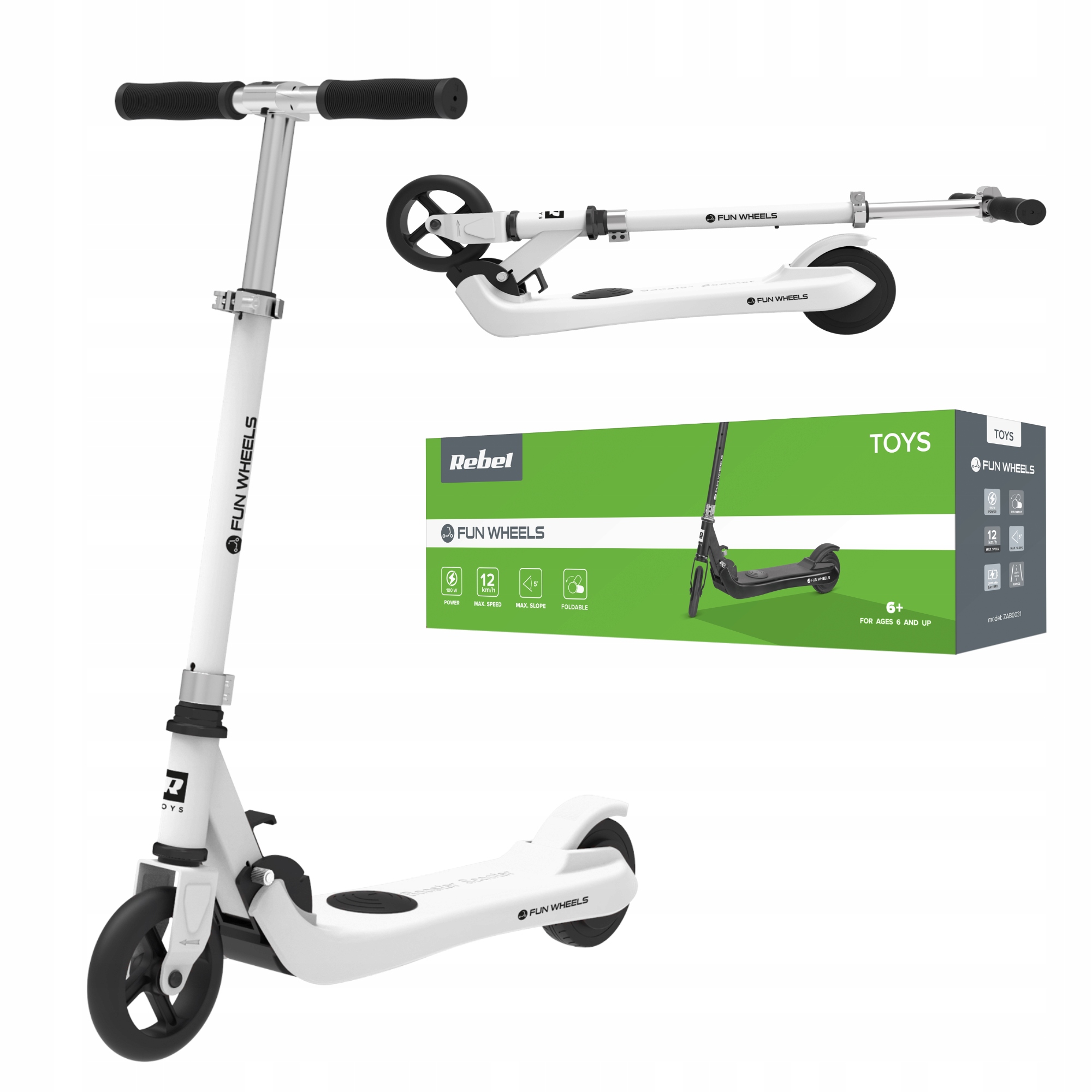 Hulajnoga elektryczna dla dzieci 12km/h 50kg Rebel składana lekka IPX4