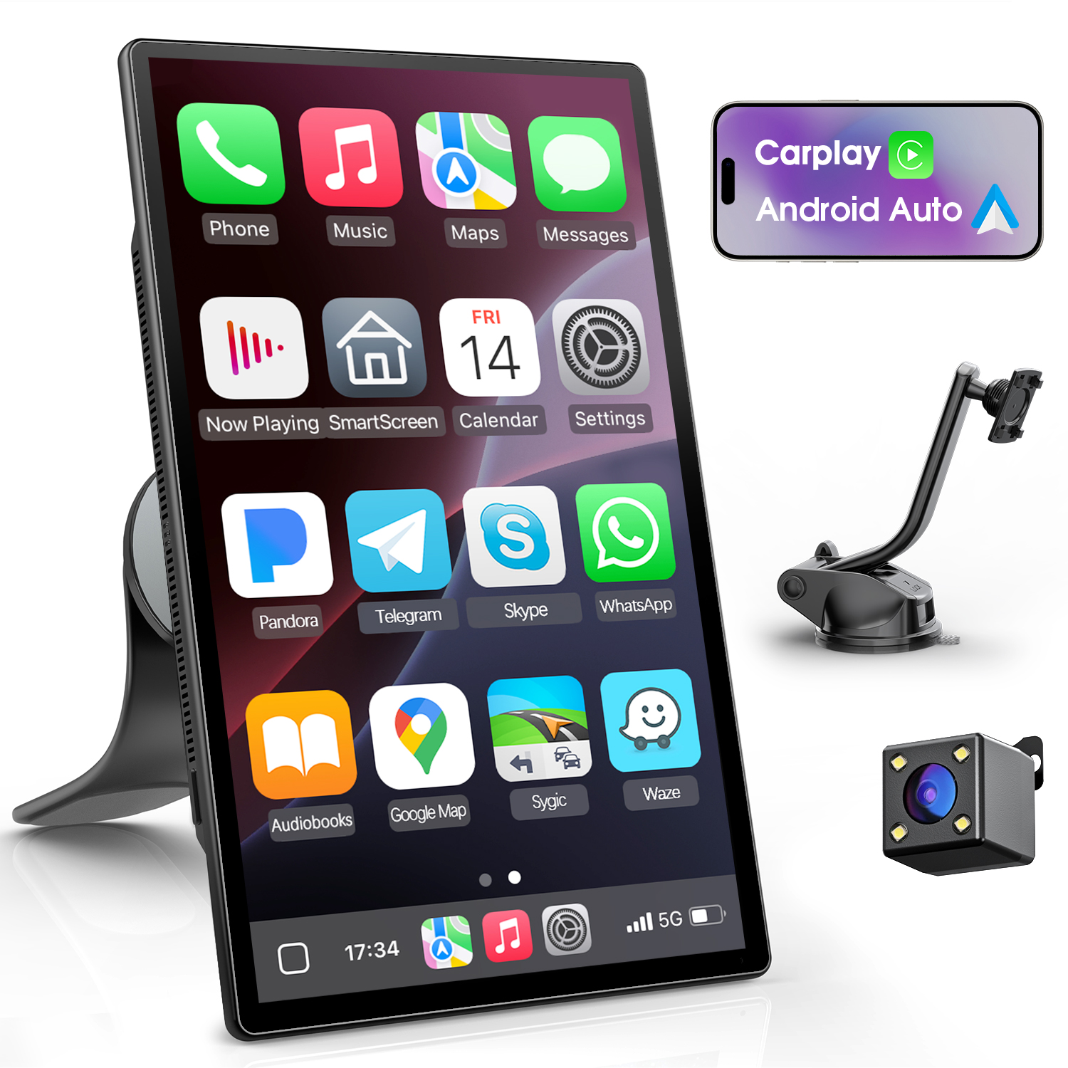 9" Automobilové Rádio 2 Din Android Apple Gps Wifi Aux Carplay Kamera Dvr