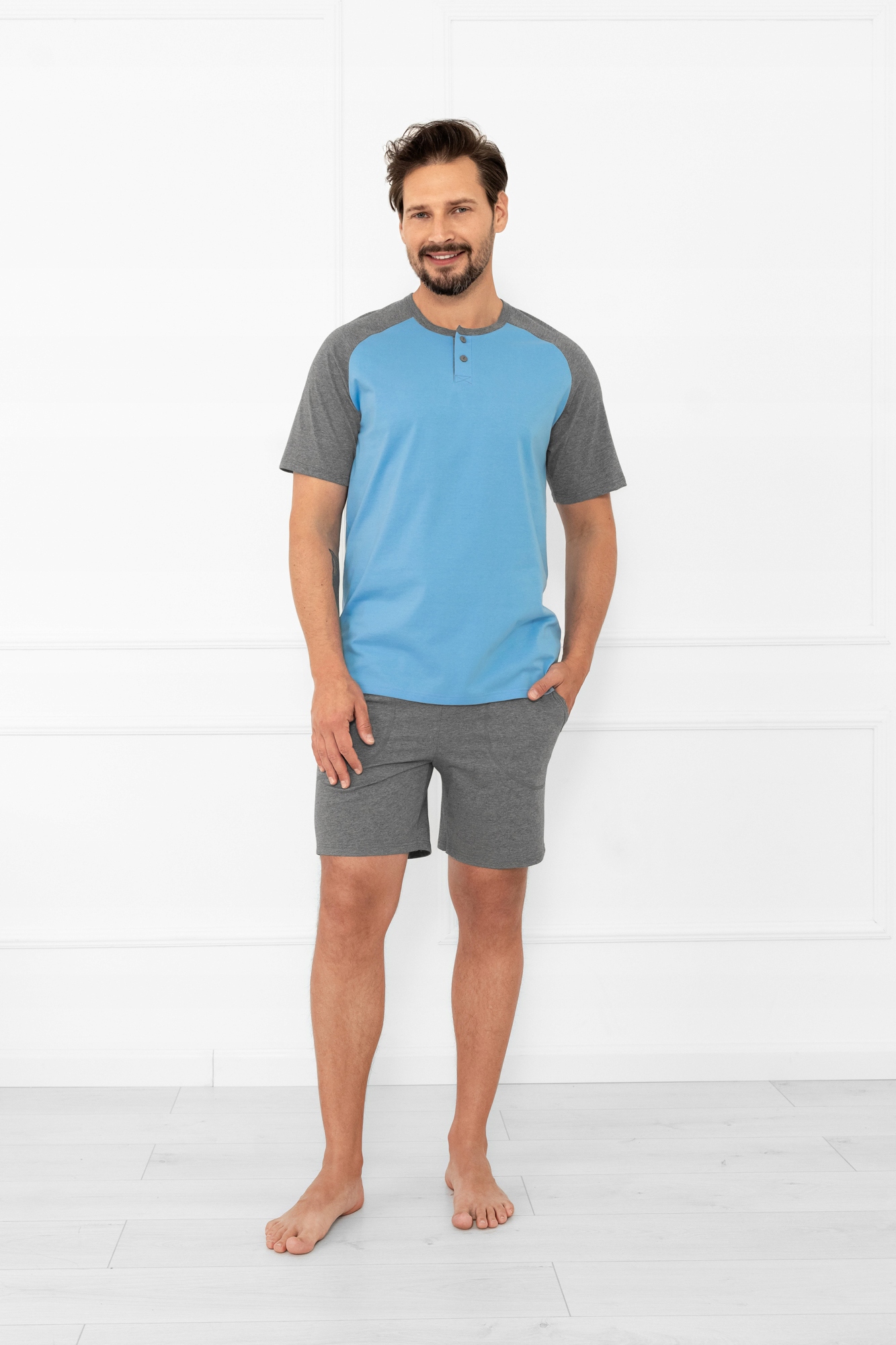 Pánské pyžamo s krátkým rukávem, krátké kalhoty Aleksander XL Italian Fashion