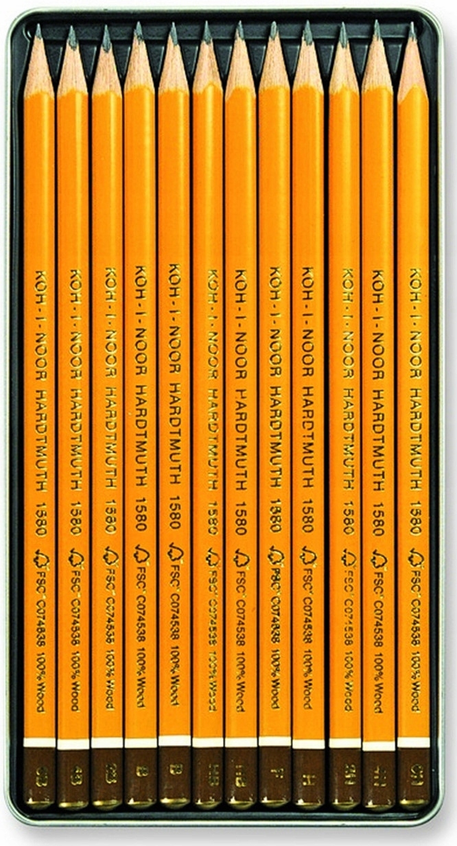 GRAFITOWE Ołówki ZESTAW DO RYSUNKU Różne Twardości 6B-6H KOMPLET 12 Sztuk