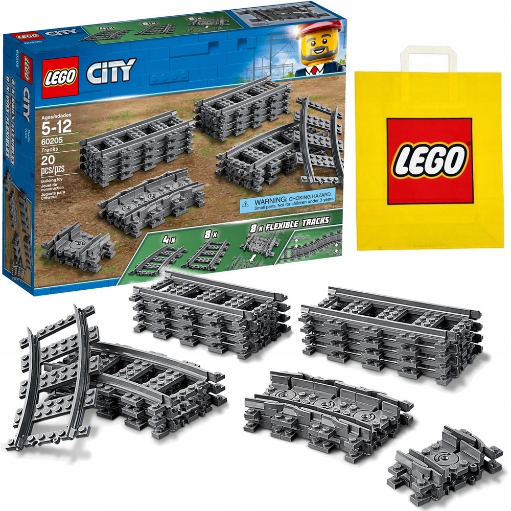 LEGO 60205 TORY Proste Zakręty Elastyczne do Pociągu 60337 12663558257 ...