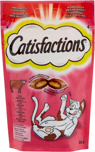 Levně 6X Catisfactions pamlsek pro kočky wolowina 60g křupky snack pro kočky