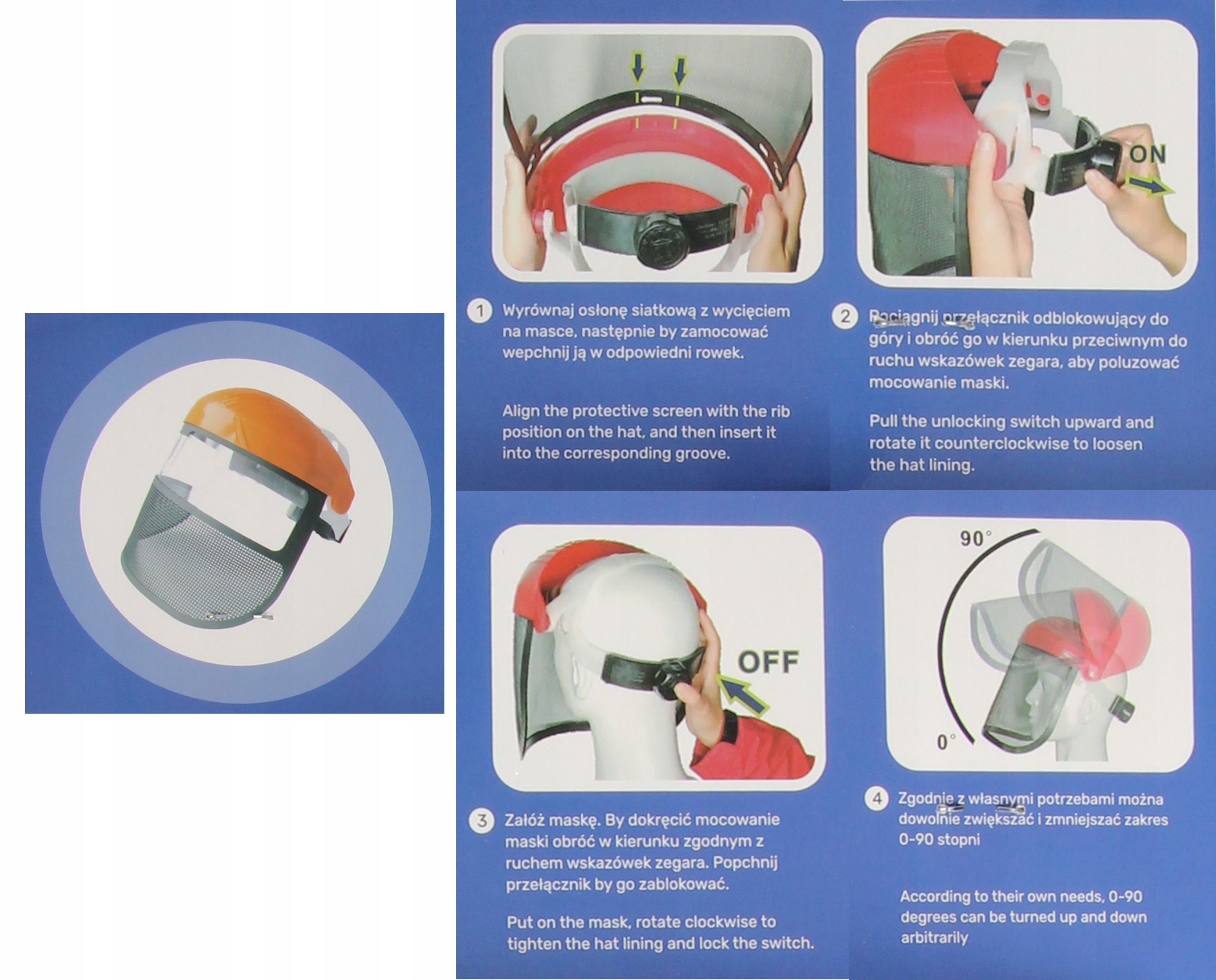 MASKA ochronna na twarz przyłbica do KOSZENIA OCHRONNA WYGODNA REGULOWANA Stan opakowania oryginalne