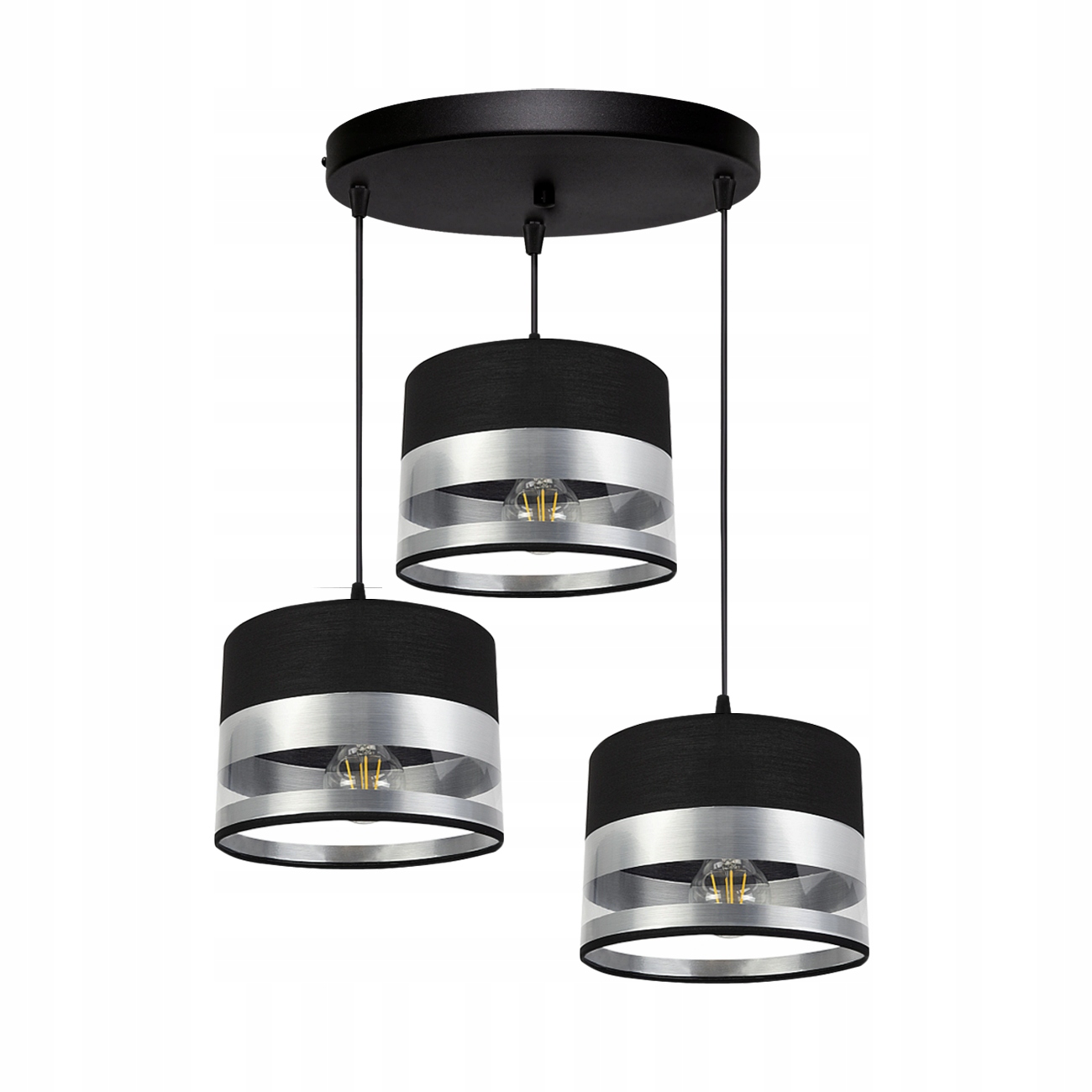 Lampa sufitowa wisząca MILO LED E27 ABAŻUR SREBRNY (0346) • Cena, Opinie • Lampy wiszące