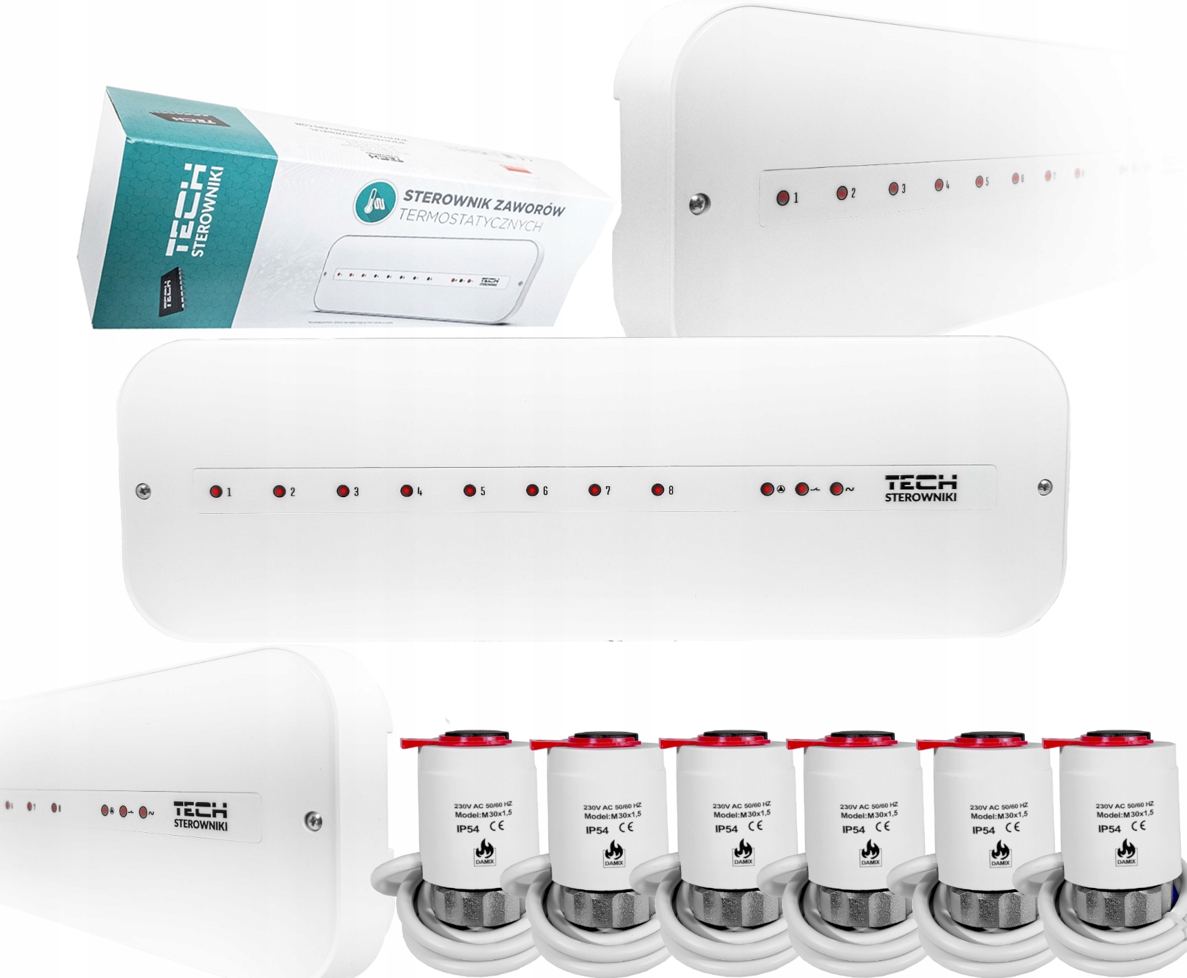 Ovládač Lišta L-5-S Slim 6 Termoelektrických Pohonů M30NC 230V Damix