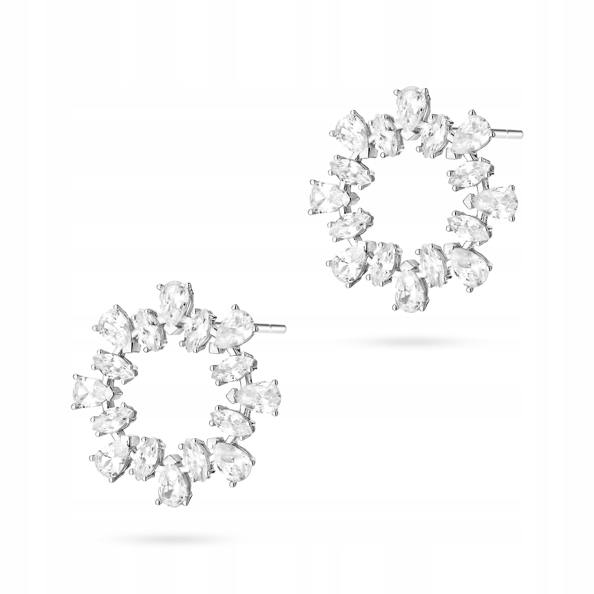 Stříbrné Náušnice ryzost 925 pro ženy, kruhové prsteny se zirkony