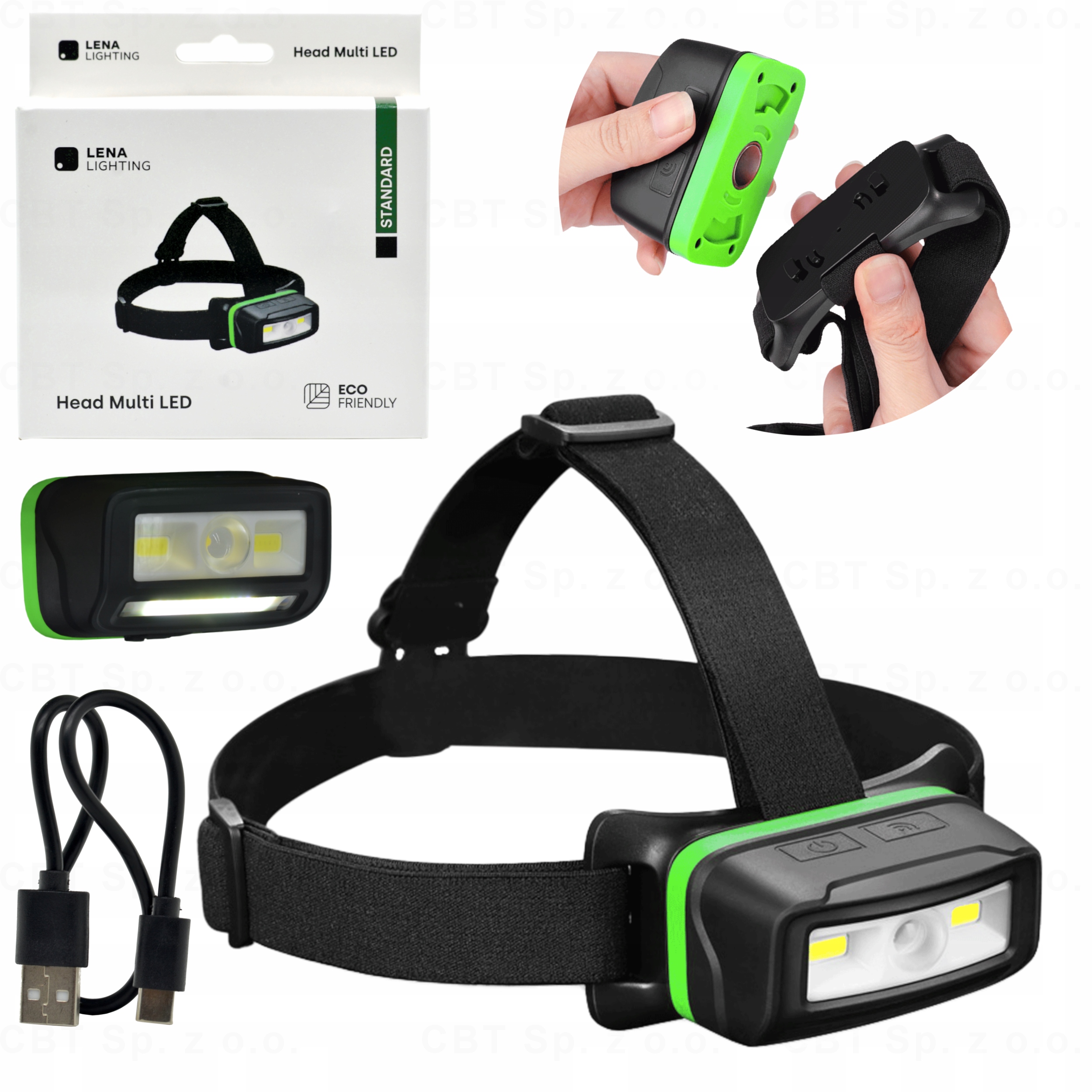 Mocna Latarka Czołowa Led 500LM Z Magnesem Czujnik Ruchu Czołówka Usb-c