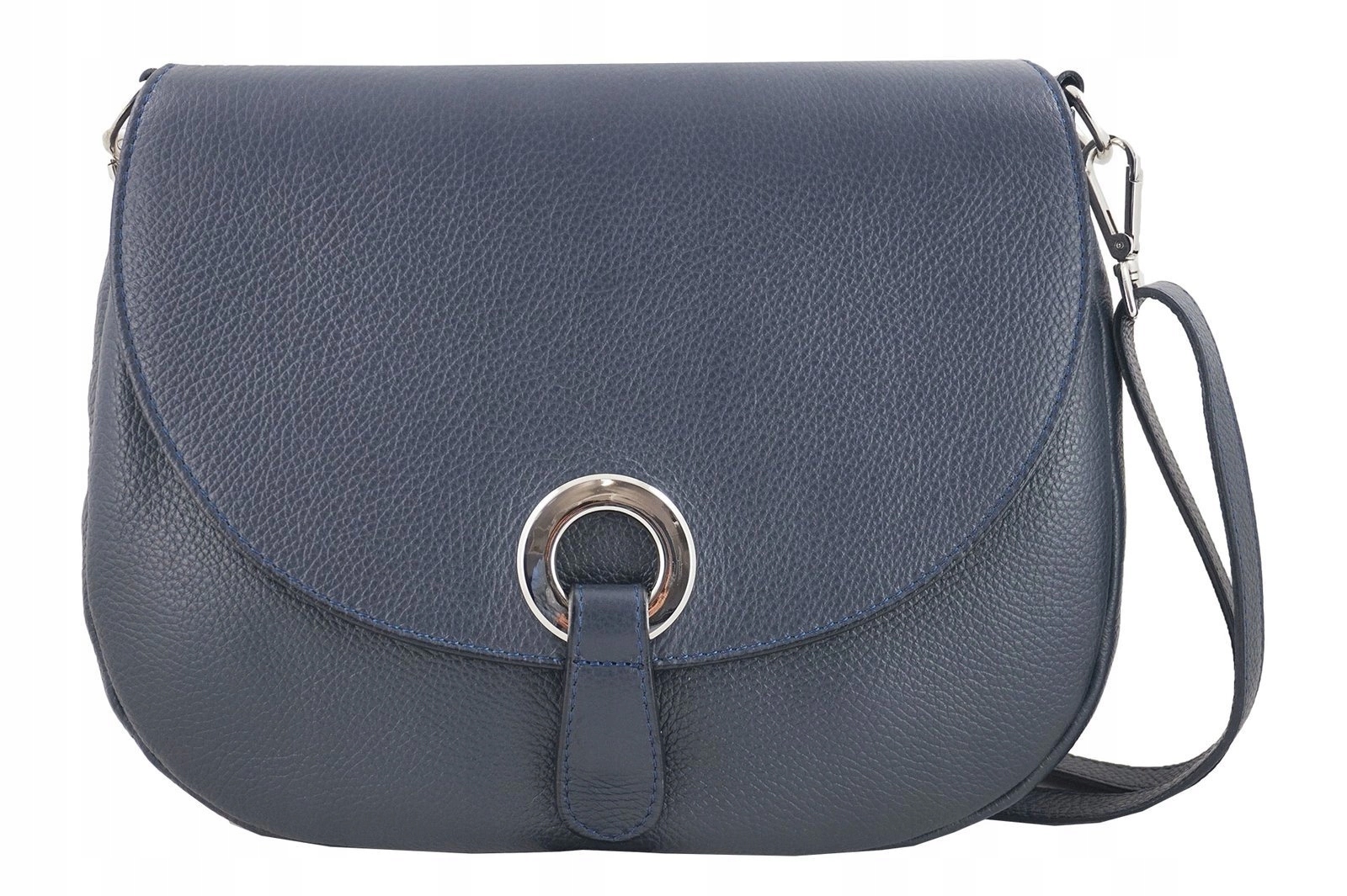 Velká dámská kabelka přes rameno z přírodní kůže modrá